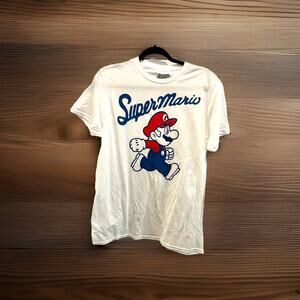 Nintendo Super Mario Bros Retro Video Game Graphic T-Shirt White Mens Size Med